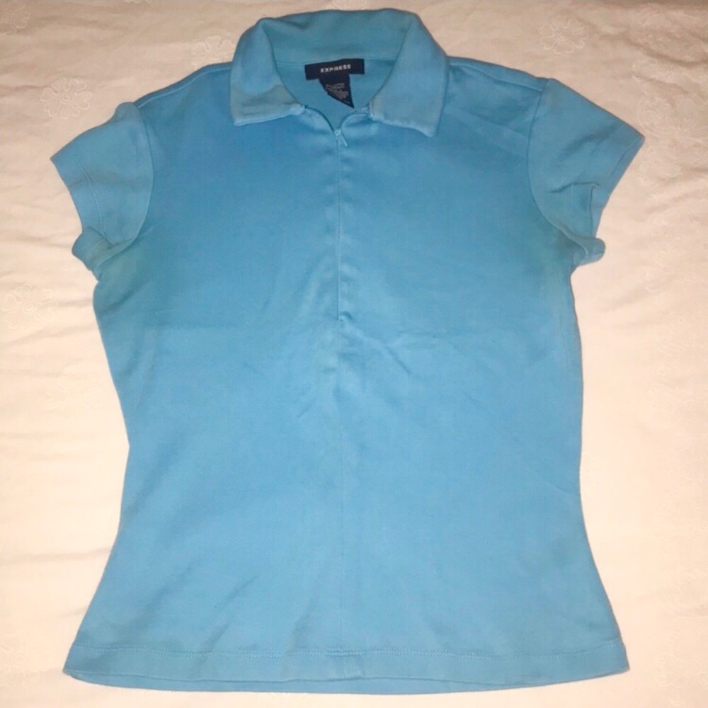 👕 Express blue zip up t shirt - Picture 3 of 5